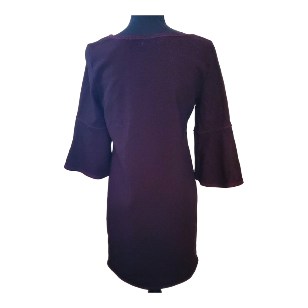 Max Studios Size S Dark Plum Purple Dress Bell Sleeves Office to‎ Evening